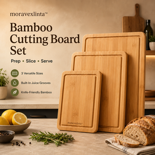 moravexlinta™ Bamboo Cutting Board Set with Juice Grooves