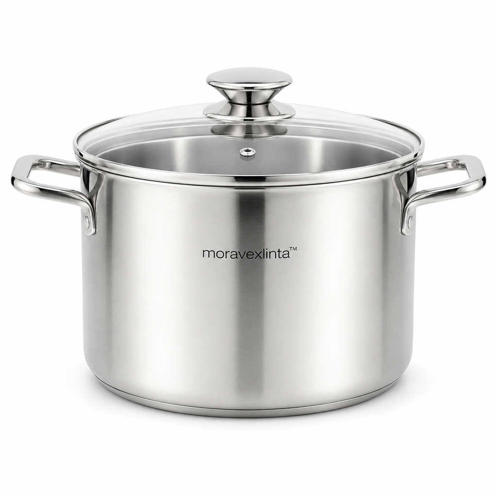 moravexlinta™ 6-Quart Stainless Steel Stock Pot with Glass Lid