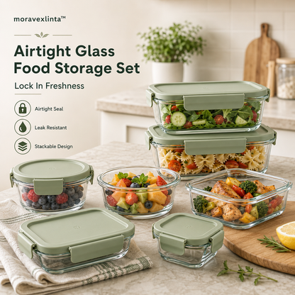 moravexlinta™ 10-Piece Airtight Glass Food Storage Set