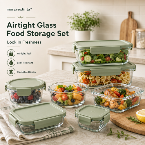 moravexlinta™ 10-Piece Airtight Glass Food Storage Set