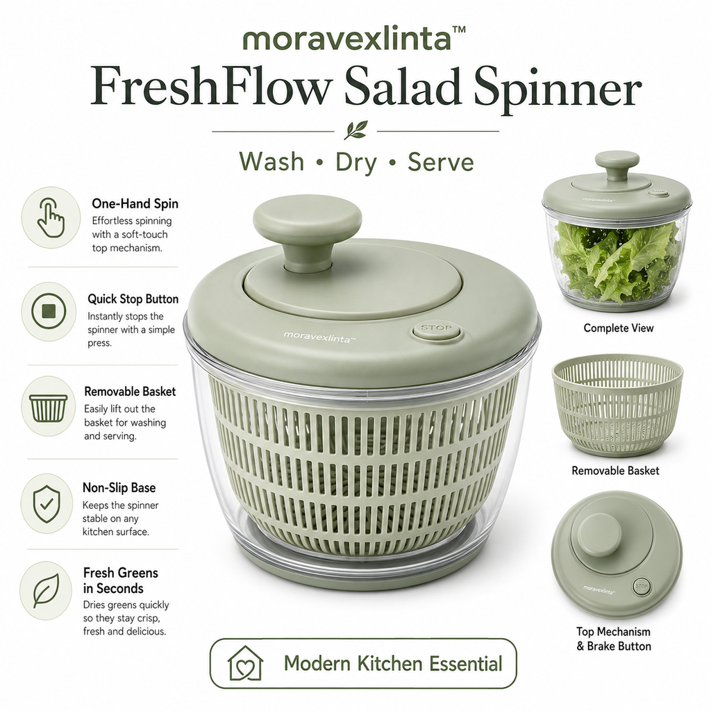 moravexlinta™ FreshFlow Salad Spinner Fresh Food Deserves a Better Start