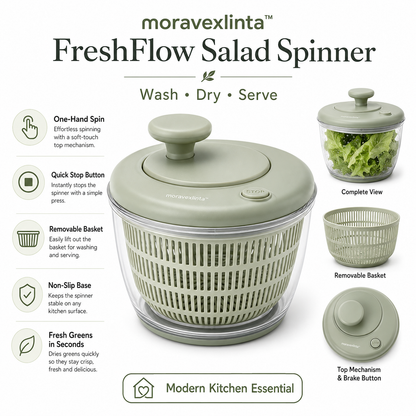moravexlinta™ FreshFlow Salad Spinner Fresh Food Deserves a Better Start