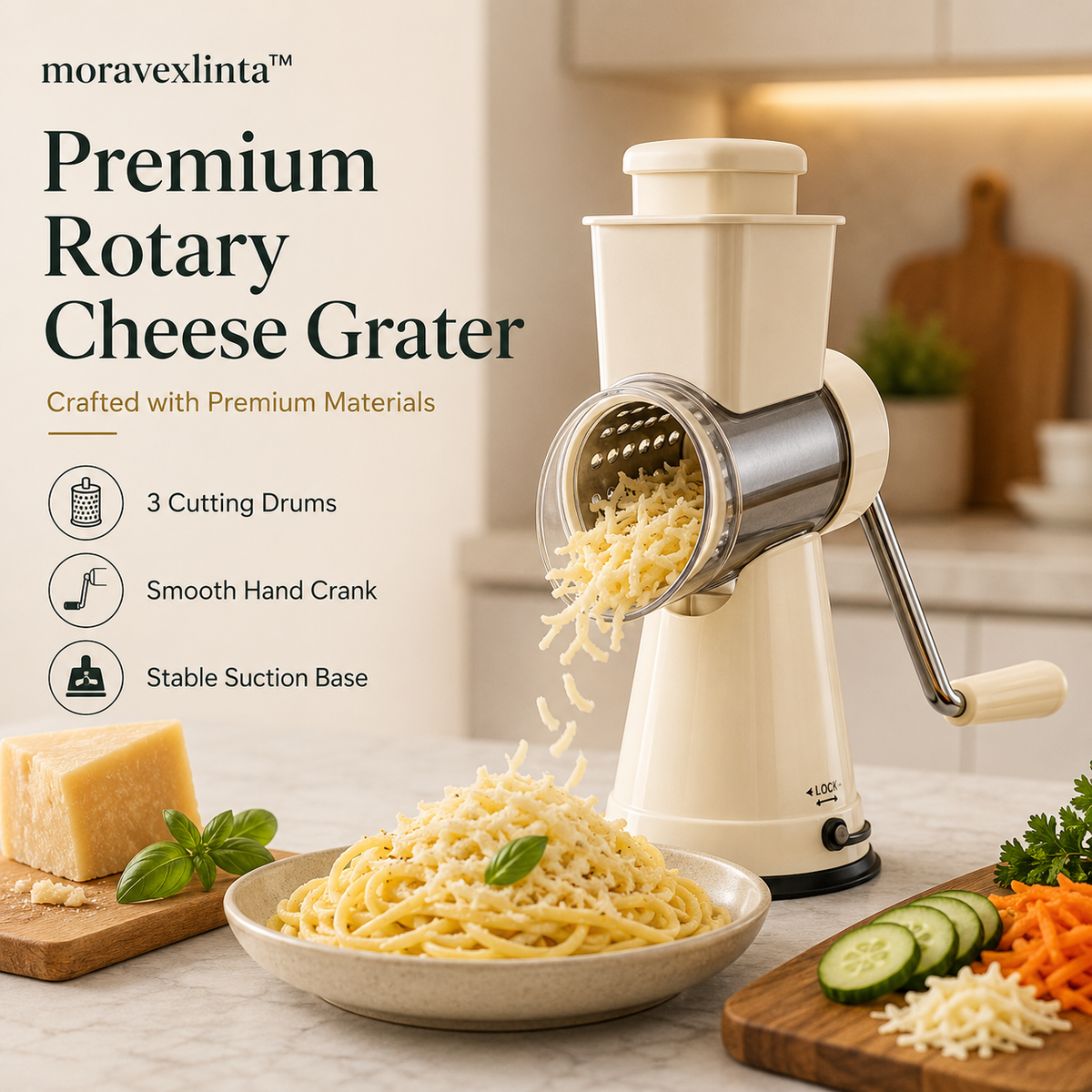 moravexlinta™ Premium Rotary Cheese Grater